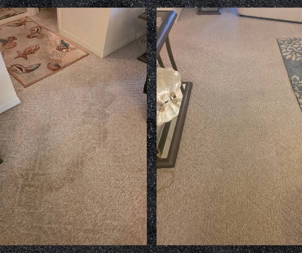 Residential carpet before and after cleaning